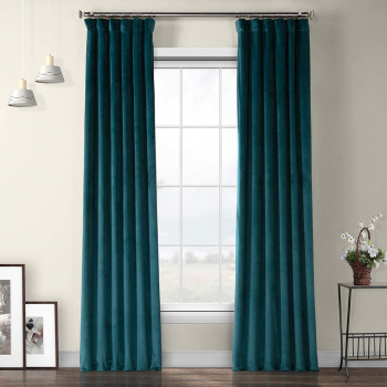 Draperie din catifea cu rejansa din bumbac tip fagure Madison 150x250 cm densitate 700 g/ml Turcoaz 1 buc 