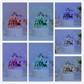 Lampa De Veghe LED Dinozauri Jurassik Park 7 Culori Lumina Ambientala Alimentare USB sau 3 baterii AA 
