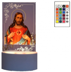 Lampa De Veghe LED Isus Hristos 16 Culori cu telecomanda Lumina Ambientala Alimentare USB sau 3 baterii AA 