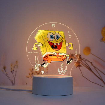 Lampa De Veghe LED SpongeBob 7 Culori Lumina Ambientala Alimentare USB sau 3 baterii AA 