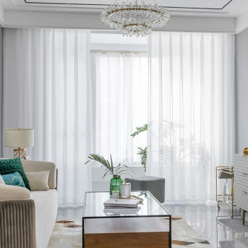 Set perdea tip tesatura in cu rejansa transparenta cu ate pentru galerie Monaco Madison 450x210 cm Alb 2 buc 