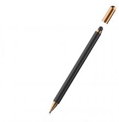 Creion tip Stylus universal 2 in 1 cu capac magnetic si doua capete utilizabile 15 cm Negru-gold SOHO5419 