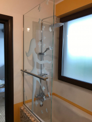 Paravan cada 400x1400 mm sticla 8mm securizata sablata 10336P feronerie inox 