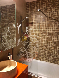 Paravan cada 400x1400 mm sticla 8mm securizata sablata 10388P feronerie inox 