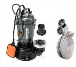 Pompa submersibila apa murdara cu TOCATOR si flotor WOLFSON and reg TP-3300T 1300W+ furtun pompieri 2 20m cu cuple metalice 