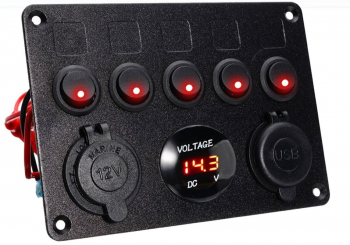 Panou de comanda 12 V / 24 V cu intrerupator auto rulota autorulota camper USB priza bricheata auto voltmetru 