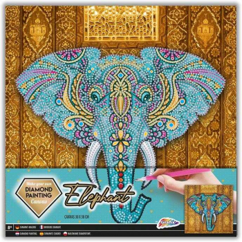 Set creativ cu diamante rotunde pe panza Diamond Painting 30x30 cm Grafix GR260011 B39017947 - Elefant 