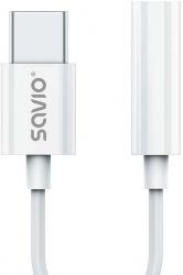 Adaptor audio USB Tip C la Mini Jack 3.5mm Savio AK-51 pentru Xiaomi Huawei Oppo Alb