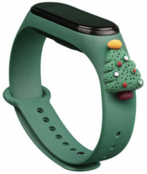 Curea bratara fitness compatibila cu Xiaomi Mi Band 5 si Mi Band 6 silicon Green Christmas Tree MON-BBL5716 