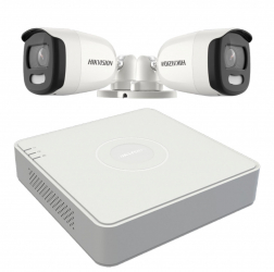 Sistem de supraveghere video 2 camere Hikvision ColorVU 5MP lumina alba 20m DVR 4 canale 