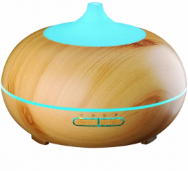 Difuzor aromaterapie cu ultrasunete bluetooth muzica si lumina LED 7 culori V-Rising VR-N09B 550 ml lemn deschis 