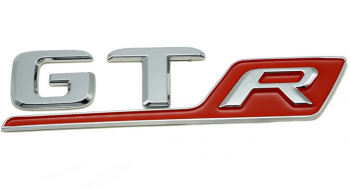 Emblema GTR spate portbagaj Mercedes chrom cu rosu 