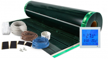 Kit incalzire pardoseala pentru parchet cu folie incalzitoare 140 W / mp pentru 14 mp cu termostat digital programabil 