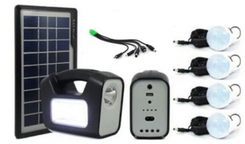 Kit Solar cu Panou fotovoltaic 3 5 W 3 Becuri SMD Port USB de incarcare Lanterna LED Modern KlaussTech 