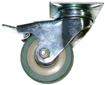 Roata pivotanta ADIX din cauciuc siliconic cu frana cu placa 50 mm 40 kg 