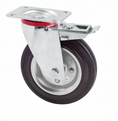 Roata pivotanta cu frana din cauciuc plin cu placa 100 mm 70 kg 