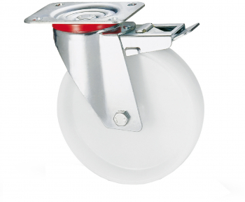 Roata pivotanta cu frana din poliamida cu placa 125 mm 130 kg 