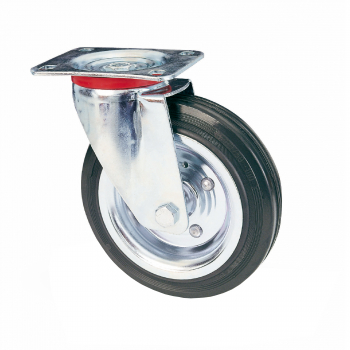 Roata pivotanta din cauciuc plin cu placa 80 mm 50 kg 