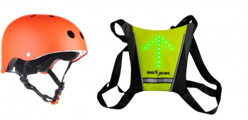 Safety Pack Smart Balance Vesta de semnalizare reflectorizanta cu sistem de semnalizare telecomanda Casca de protectie Rosie 