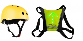 Safety Pack Smart Balance Vesta de semnalizare reflectorizanta cu sistem de semnalizare telecomanda Casca de protectie Galbena 