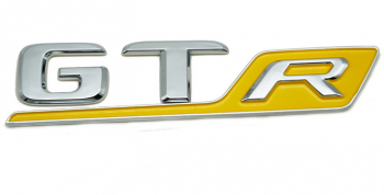 Emblema GTR spate portbagaj Mercedes chrom cu galben