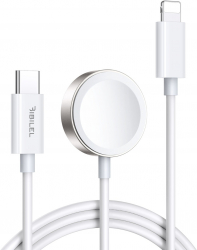 Cablu USB-C la Lightning PD 20W si incarcator inductiv pentru Apple Watch 1 5 m Alb HUR-BBL5768