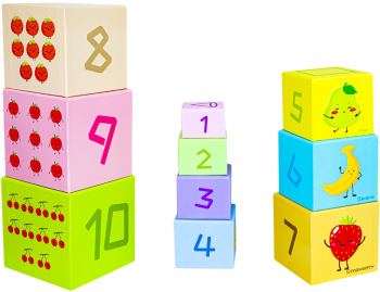 Cuburi educative stivuibile din carton Fructe 10 piese 