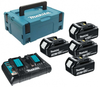 Pachet 4 acumulatori si incarcator Makita in cutie Makpac BL1830B si DC18RD