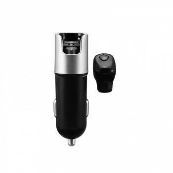 Set incarcator auto 2.1A USB casca Bluetooth magnetica