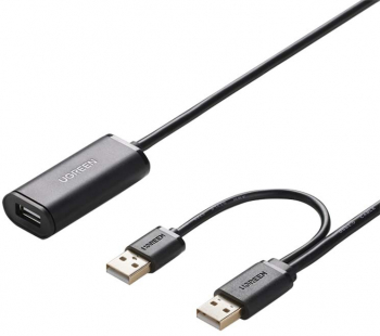 Cablu prelungitor activ 2 x USB 2.0 tata la USB mama 10 m Negru MON-BBL5838 