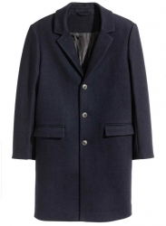 Palton Barbati Casual Elegant Lung Gros Slim Lana Maro Bleumarin Tweed