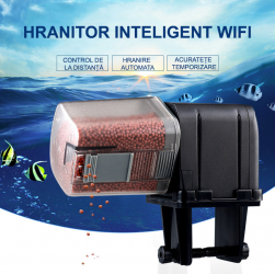 Hranitor automat pentru pesti de acvariu programabil voice control rezervor hrana 160 ml alimentat prin USB utilizare de la distanta