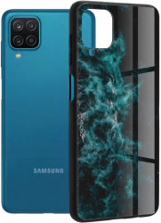 Husa cu spate din sticla Techsuit - Glaze Series - Samsung Galaxy A12 - Blue Nebula 