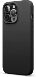 Husa din silicon compatibila cu iPhone 14 Plus silk touch interior din catifea camera bump Negru 