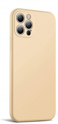 Husa din silicon compatibila cu iPhone 14 Plus silk touch interior din catifea cu decupaje la camere Crem 
