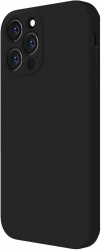 Husa din silicon compatibila cu iPhone 14 Pro silk touch interior din catifea cu decupaje la camere Negru 