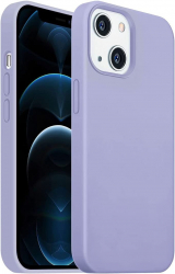 Husa din silicon compatibila cu iPhone 14 silk touch interior din catifea camera bump Mov 