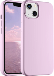 Husa din silicon compatibila cu iPhone 14 silk touch interior din catifea camera bump Roz deschis 