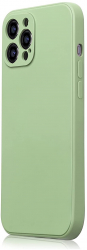 Husa din silicon compatibila cu iPhone 14 silk touch interior din catifea cu decupaje la camere Verde deschis 