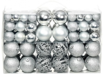 Set globuri de Craciun 100 de piese 6 cm argintiu 
