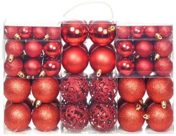 Set globuri de Craciun 100 de piese 6 cm rosu 