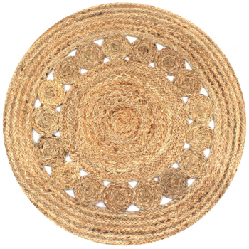 Covor din iuta cu design impletit 90 cm rotund 