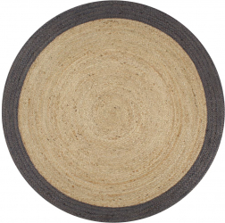 Covor manual cu margine gri inchis 90 cm iuta 