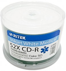 CD-R 700Mb 52X Printabil Alb inkjet RiTEK Medical Line cake box 50 buc 901CK50-IW-MD 