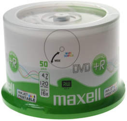 DVD+R Maxell 4.7 GB 16X Printabil Inkjet Cake Box 50 buc / pret/set 