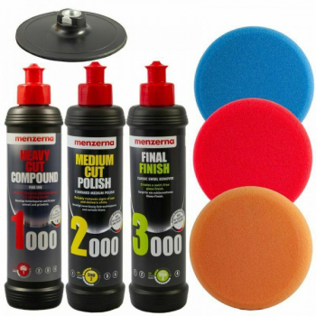 Kit de polisat 3 pasi Menzerna 1000 2000 3000 250ml 125/150 bureti si taler SW-10289 