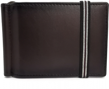 Portofel barbati piele naturala port card cu clips bancnote maro inchis PersonalStyle 00P007
