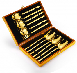 Set 6 linguri+6 furculite TRENDY and rsquo S gold 