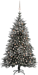 Brad de Craciun artificial cu LED and globuri and zapada 240 cm PVC and PE 