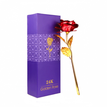 Trandafir suflat cu aur 24K Rosu cutie eleganta cadou deosebit. 